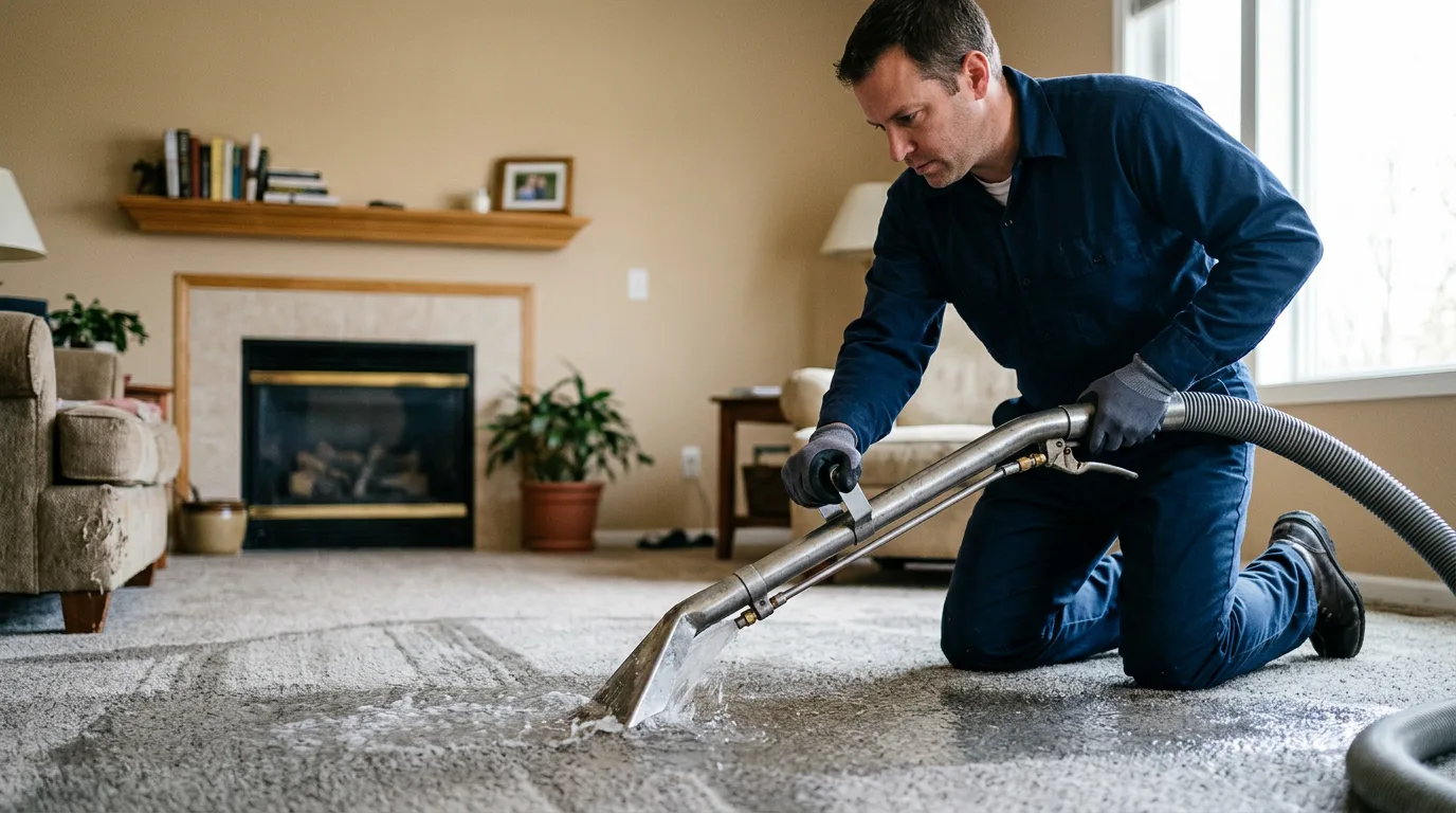 Water damage restoration technician working near Linwood, NJ